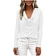 thumbnail image 3 of TaTaai Women's Casual Cowl Neck Shirt Long Sleeve V-Neck Draped Front Solid Color Blouse Flowy Soft Stretchy Lightweight Spring Summer Daily Beach Wear Gift, 3 of 9
