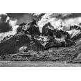 thumbnail image 2 of Perry, William 14x11 White Modern Wood Framed Museum Art Print Titled - Black and white Large Pehoe Lake Lago Paine Horns three granite peaks-Torres del Paine National Par, 2 of 4