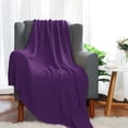 thumbnail image 3 of PiccoCasa Soft 100% Cotton Knitted Throw Blanket for Couch Home Office Hotel Blanket Purple 47"x70", 3 of 7