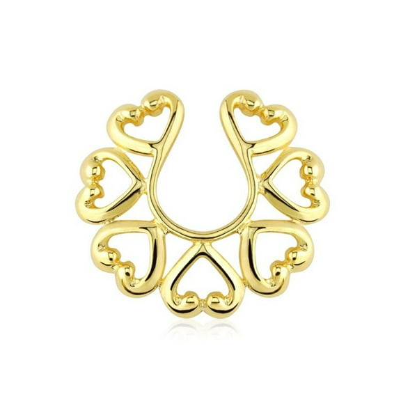 Non-Piercing Clip On Nipple Ring Adjustable With Vintage Hearts - Pair