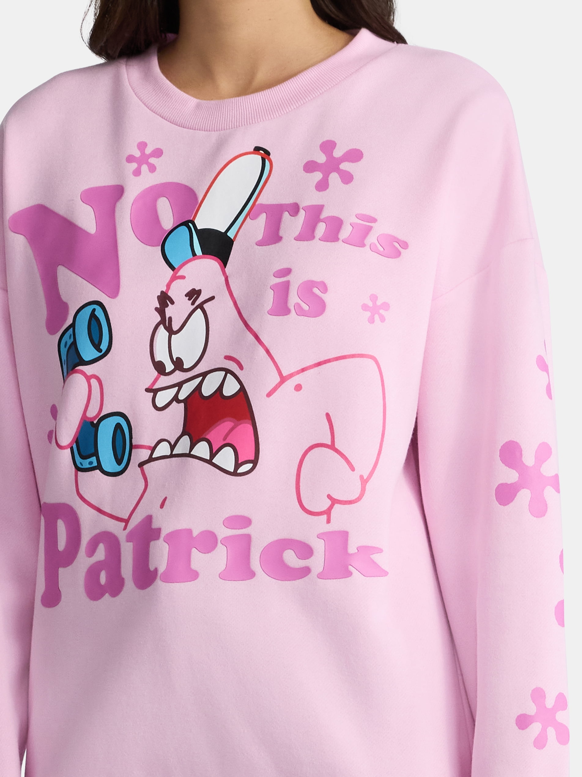 SpongeBob SquarePants Women’s Patrick Star Graphic Crewneck Sweatshirt, Sizes XXS-XXL