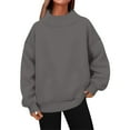 thumbnail image 3 of Women's Plus Size Casual Pullover, No Hood Crewneck Sweatshirt, Soft Long Sleeve Top, Loose Fit Comfort Wear, Oversized Everyday Blouse for Women Grey XXL, 3 of 5