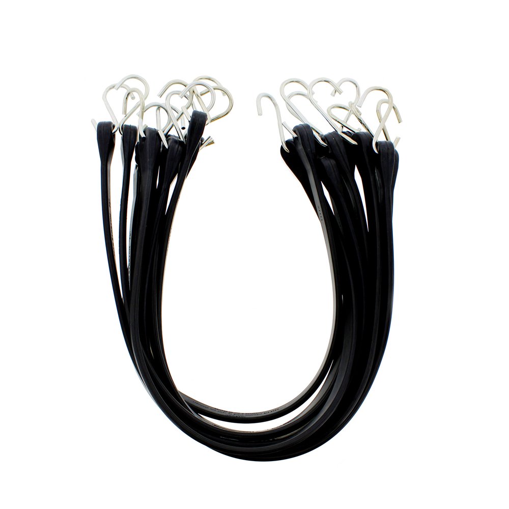 ABN EPDM Rubber Tie Down Straps with Hooks Black Rubber Bungee Cords