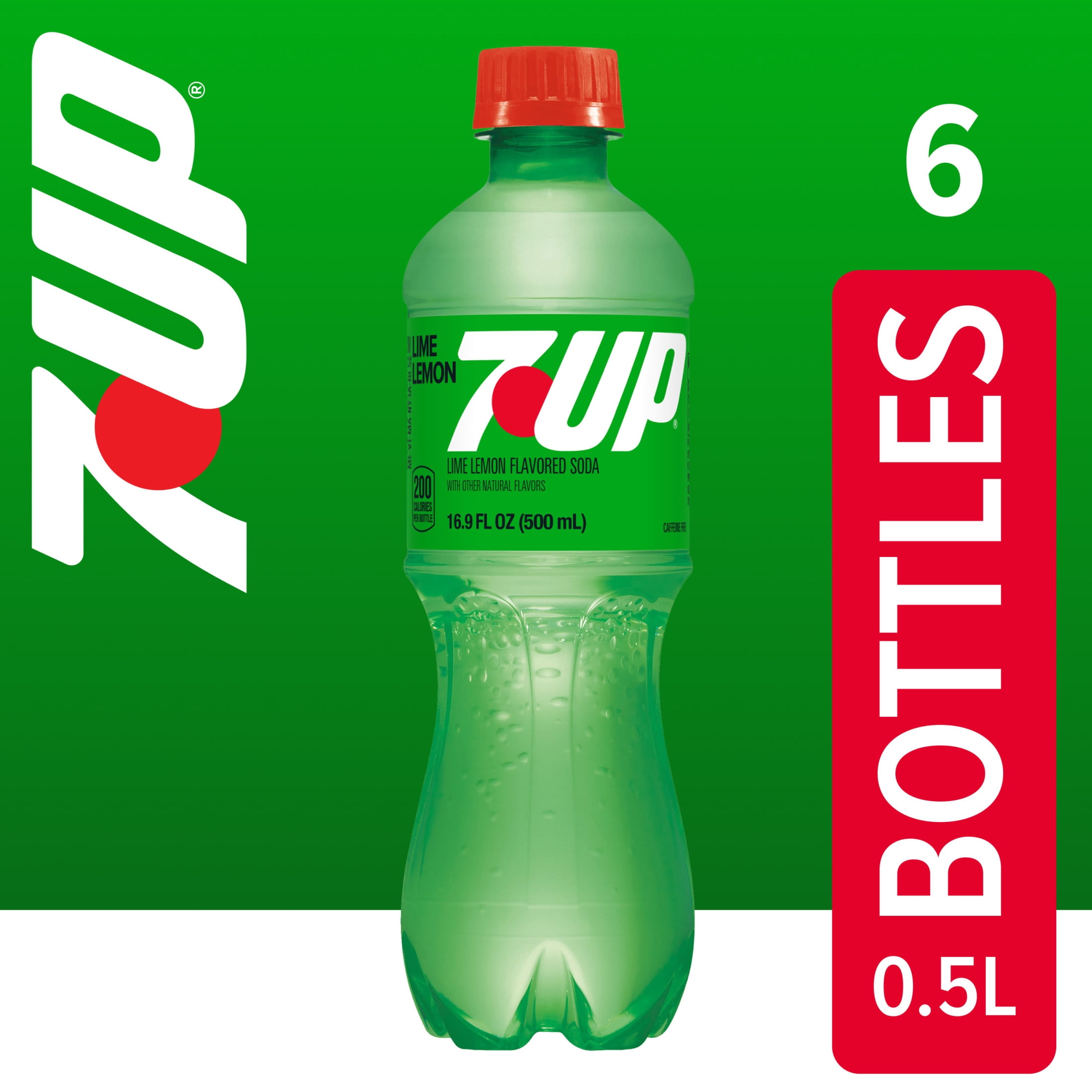 (4 pack) 7UP Caffeine Free Lime Lemon Soda Pop, 16.9 fl oz, 6 Pack Bottles