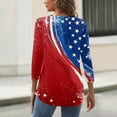 thumbnail image 5 of Women's T-Shirts Patriotic Star Print 250th Anniversary USA Crew Neck 3/4 Sleeve Independence Day, 5 of 5