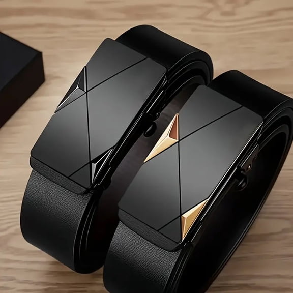 TELOLY 2Pack Ratchet Belt for Men Durable Leather Casual Business Dress Belts with Adjustable mens belts leather ratchet Buckle 36-42