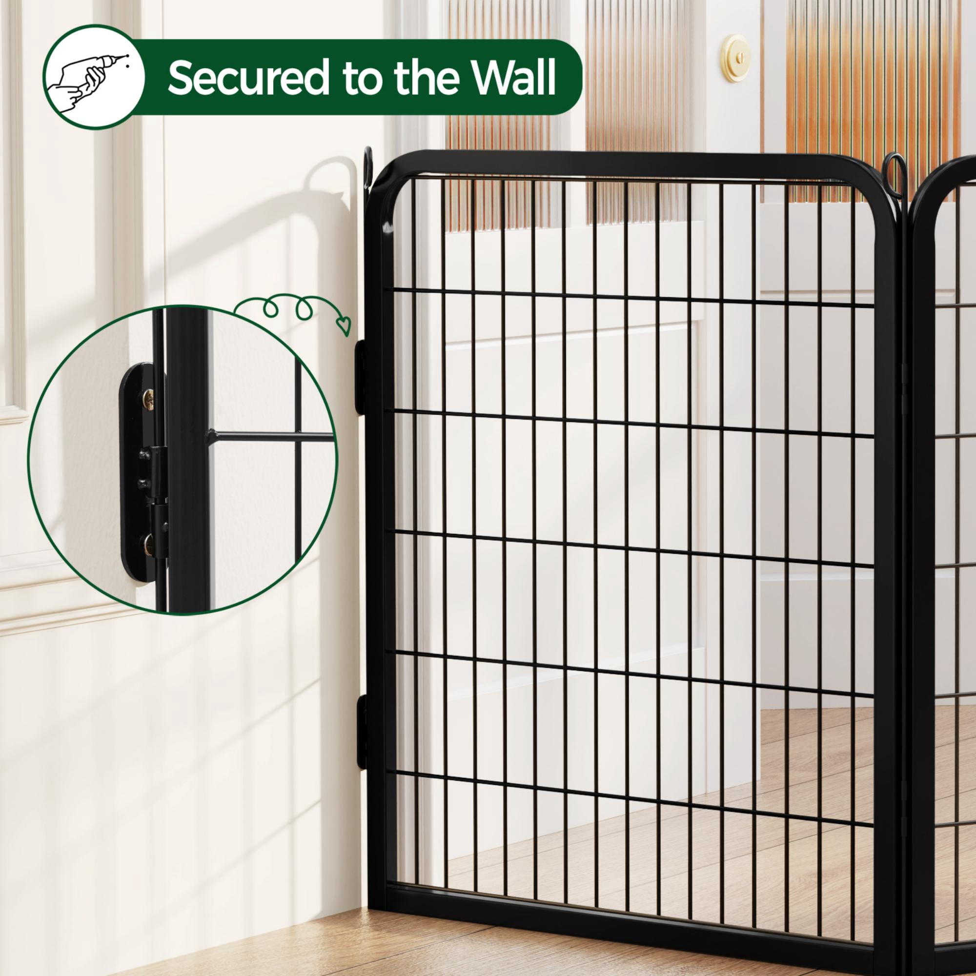 Alden Design 31.5″ Tall 4 Panels Portable Dog Playpen Dog Gate, Black