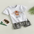 thumbnail image 3 of MesaSe Kid Boy Pants Suit  Short Sleeve  Neck Letters Print Tops + Drawstring Short Pants  Black 18-24 Months, 3 of 8