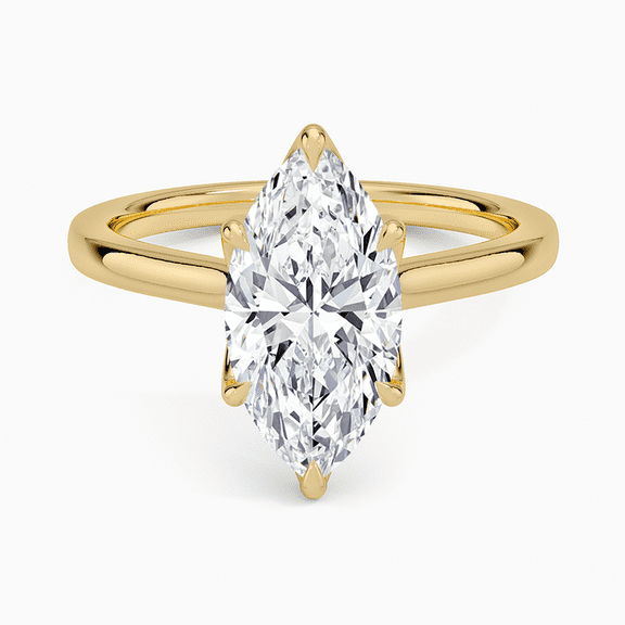 2.0 CTW Marquise Cut Lab Grown Diamond Solitaire Ring 14k Yellow Gold Women's Engagement Ring