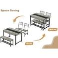 thumbnail image 4 of Grey 4-Piece Farmhouse Dining Table Set for 4, Rectangular Breakfast Nook Table with 2 Chairs and Bench, Space-Saving Small Kitchen Table Set with Storage Drawers, 4 of 6