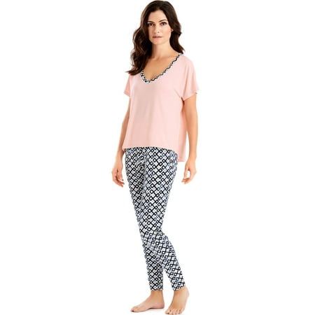 Maidenform Womens Dolman Top Leggings Lounge Set, M, Sunset/Aegean Sea