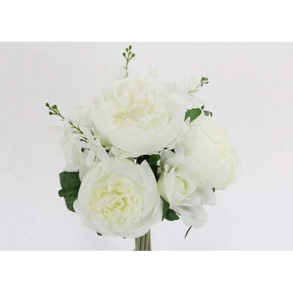 English Rose Silk Flower Bouquet Cream