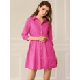 thumbnail image 3 of INSPIRE CHIC Women's 3/4 Sleeve Button Front Flare Mini Shirt Dress, 3 of 6
