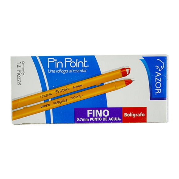Bolígrafo Azor Pin Point Punto Fino 0.7 MM Rojo Caja con 12 Piezas