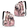 thumbnail image 2 of DISNIMO Panda Flower Print 17 Inch School Backpack for Kids Lightweight Bookbag with Front Pockets for Primary Elementary Middle School Students, 2 of 7