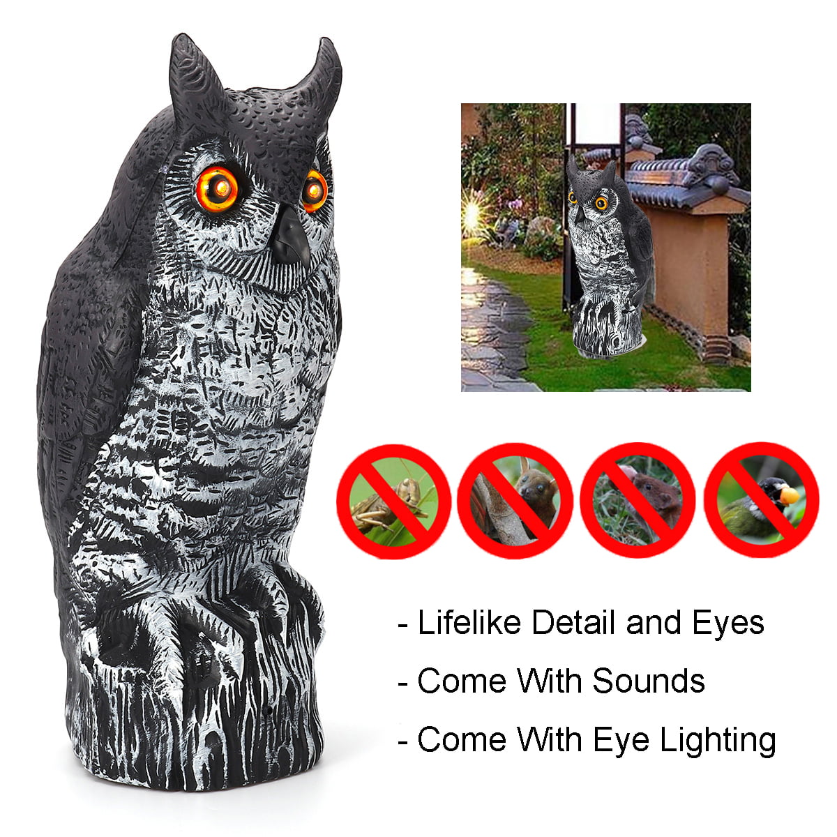 Lighted Black Owl  20 IN HIGH battery operated  new in box 