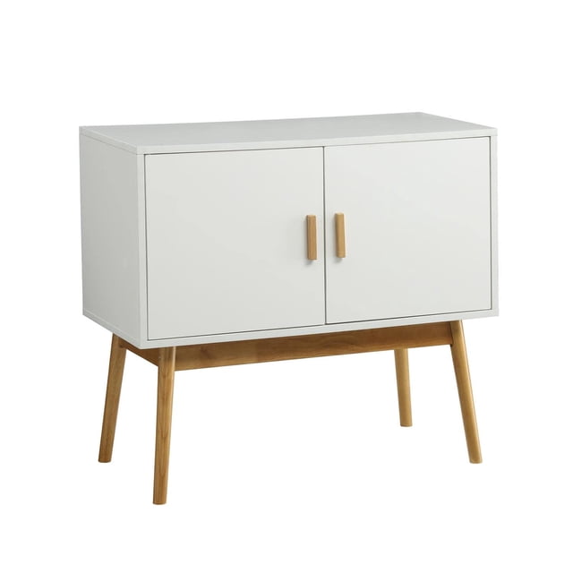 Allora Table Console de Rangement avec Pattes en Bois Massif, Blanc