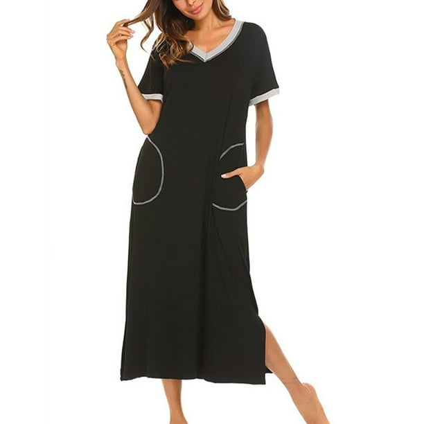 Batas de mujer Sonducket Camisones y camisones de mujer Camisón Manga de dormir Vestidos negro
