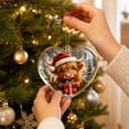 thumbnail image 6 of Tyidzon Highland Cow Christmas Ornament, Heart Shape Flat Acrylic Print with Hanging Cord for Highland Cow Lovers and Tree Decoration, 3.15 in, 6 of 7