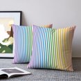 thumbnail image 2 of Pillow Covers 18x18 Set of 2, Thin Rainbow Striped Throw Pillow Covers Decorative Couch Cushion Cover, Farmhouse Modern Stripes Microfiber Soft Square Pillowcases for Bedroom Living Room Sofa, 2 of 9