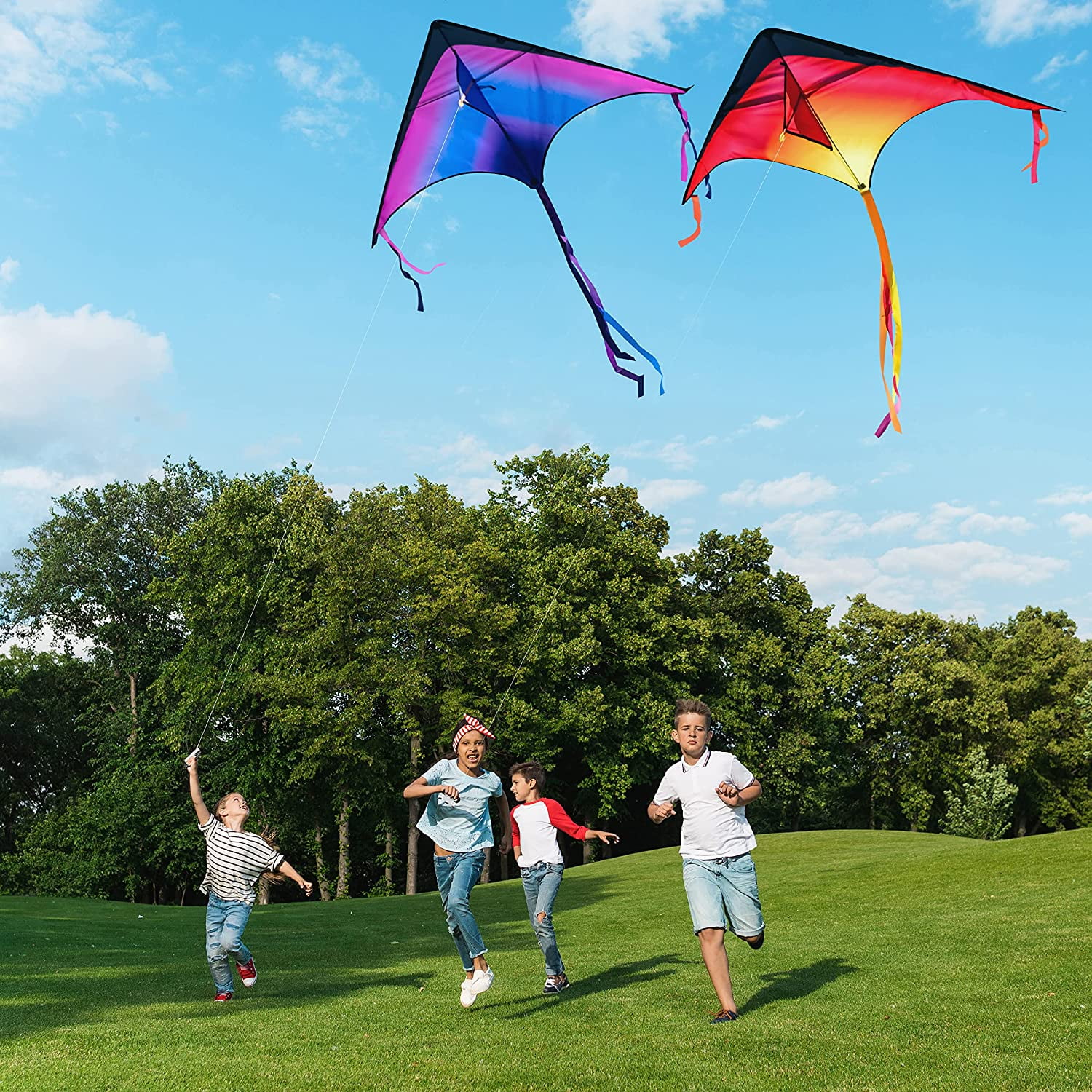 3 Packs Large Delta Kite Gradient Rainbow, Easy to Fly Huge for Kids and Adults, Large Delta Beach Kite for Outdoor Games and Activities
