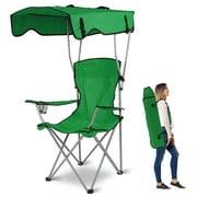 Imountek Heavy Duty Beach Chair with Canopy Shade, Portable Folding Camping Chair with Cup Holder