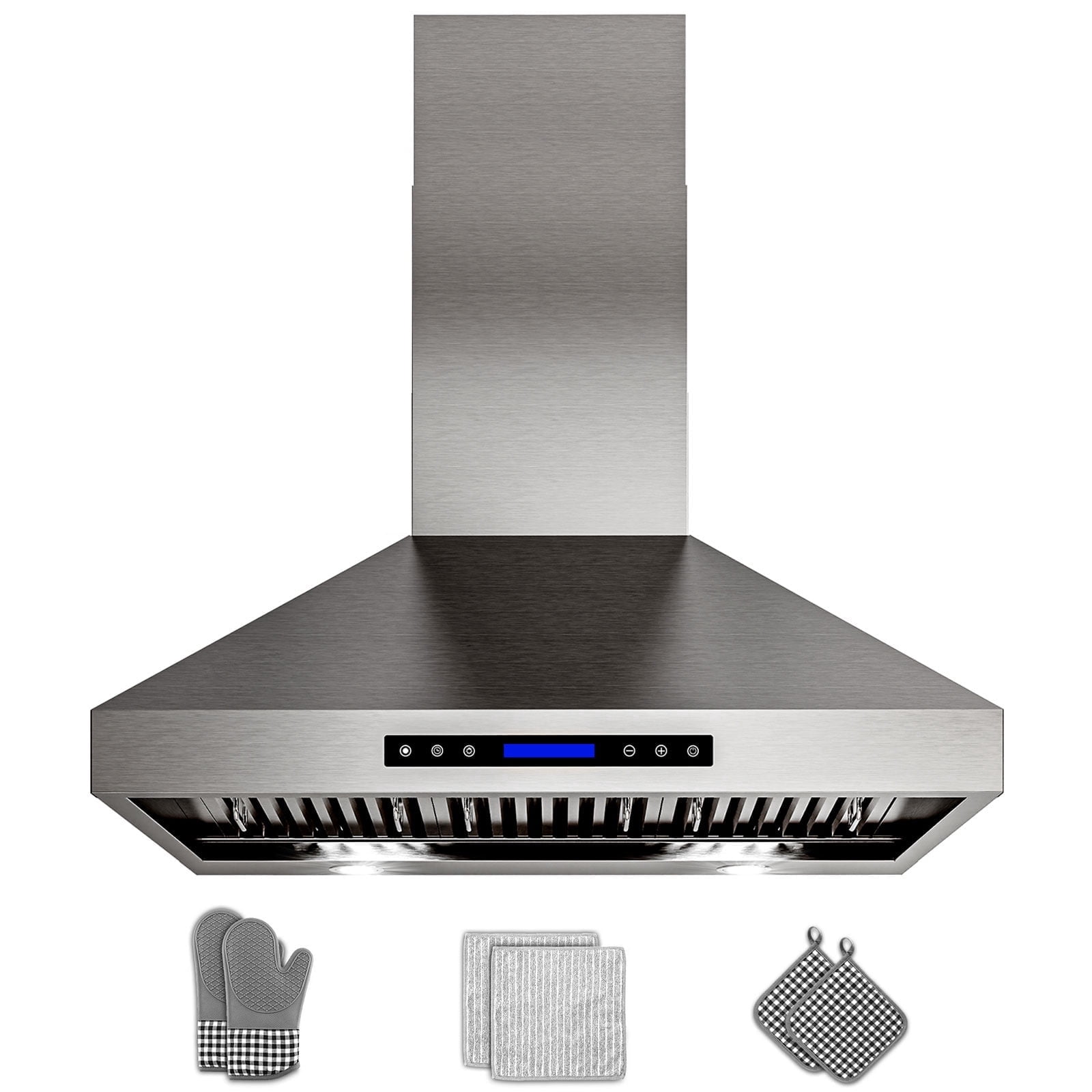 GIMSOL 36" Wall Mount Range Hood, 600 CFM, 4-Speed Touch Control, Stainless Steel, Ducted/Ductless
