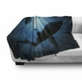 thumbnail image 3 of Shark Soft Flannel Fleece Throw Blanket, Silhouette of the Fishes Swimming at Twilight Night Moon Mystic Sea Scenery, Cozy Plush for Indoor and Outdoor Use, 60" x 80", Dark Blue, by Ambesonne, 3 of 6