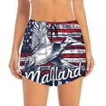 thumbnail image 2 of Yiaed Mallard Duck With American Flag Print Women's Running Shorts with Liner 3 Zipper Pockets Elastic Workout Athletic Gym Yoga Shorts-Medium, 2 of 7