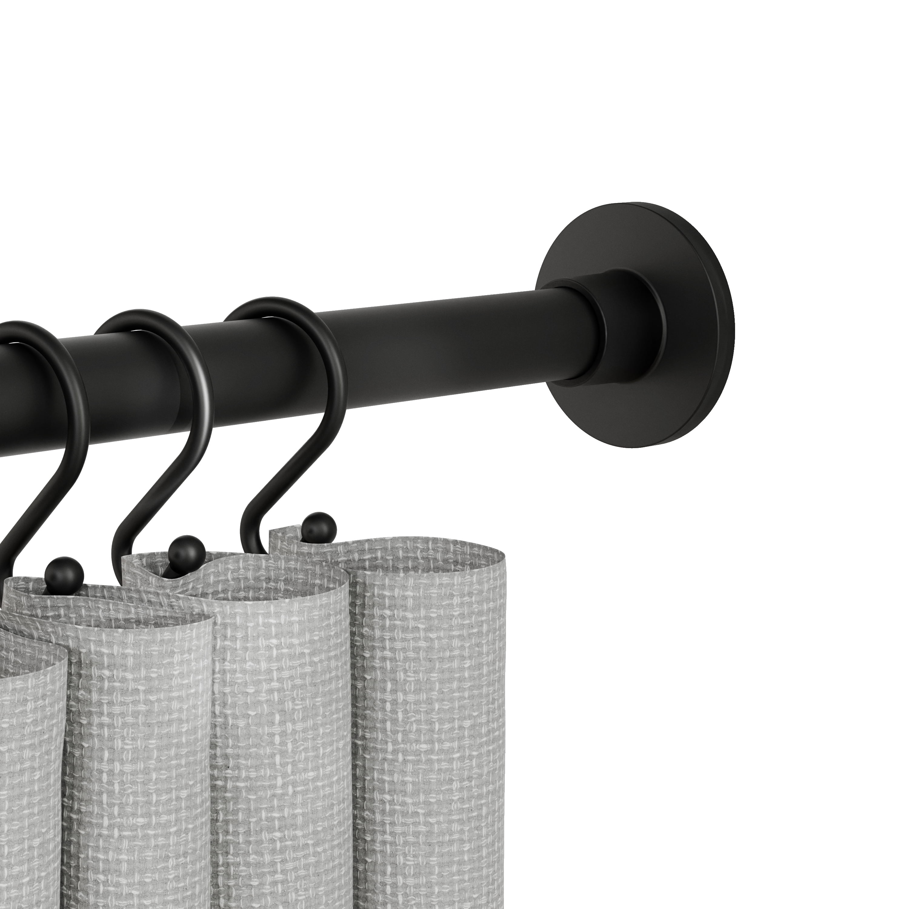 Better Homes & Gardens Rustproof 43” - 72” Modern Adjustable Tension Shower Curtain Rod, Matte Black
