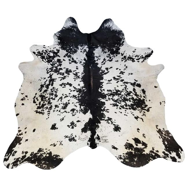 6.5' Black and White Brindled Cowhide Rug