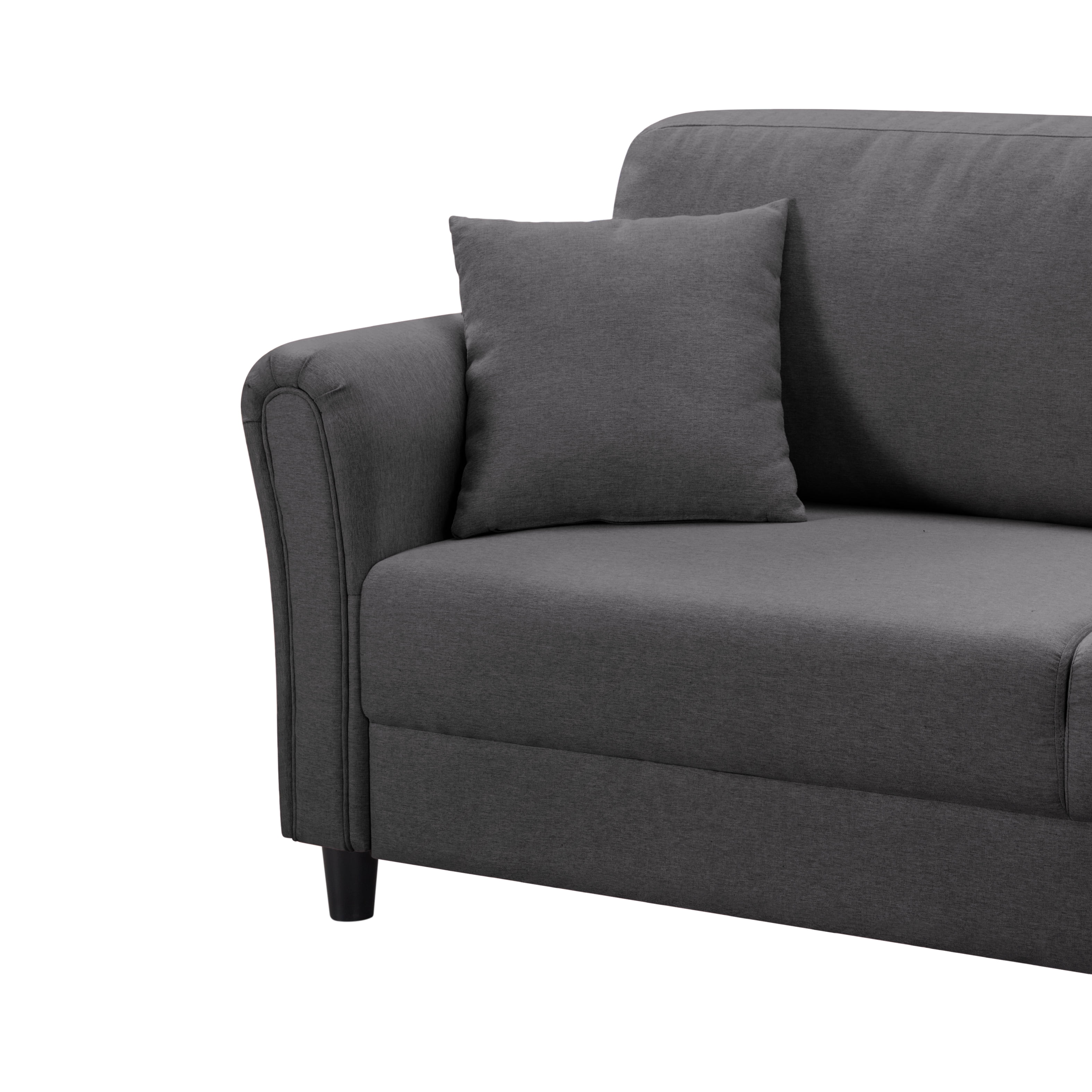 BSHTI 81.5" Modern 3-Seater Sofa with Removable Cushions & Tapered Wood Legs, Minimalist Linen Fabric Couch for Living Room(Dark Gray)