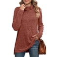 thumbnail image 2 of KIHOUT Spring Winter Womens Tops Casual Solid Color Pullover Round-Neck Turtleneck Long Sleeve Blouse Loose Blouse Tops, 2 of 9