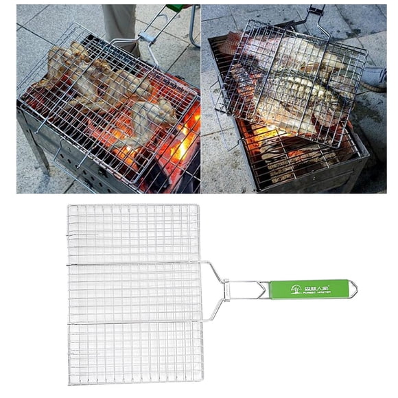 Cesta de parrilla DYNWAVEMX de pescado de material acero inoxidable Verduras filete de pollo parrilla plegable red