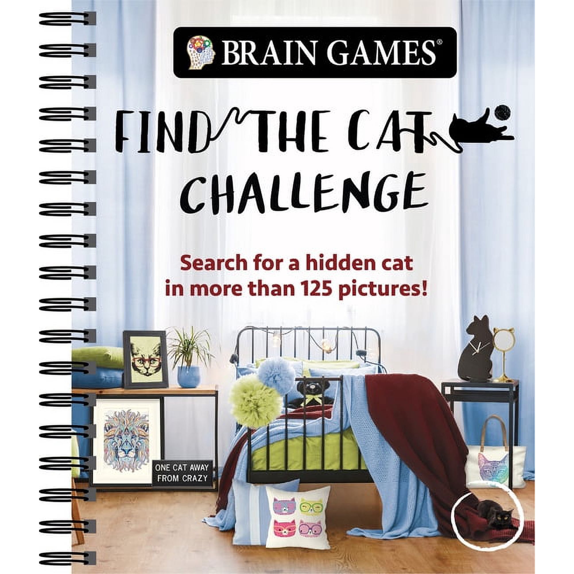 Brain Games - Picture Puzzles Brain Games - Find the Cat Challenge: Search for a Hidden Cat in More Than 125 Pictures! Volume 2, (Spiral-Bound)