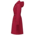 thumbnail image 4 of Chrisuno Long Trench Coat Women for with Hood Double-Breasted Water Repellent Classic Overcoat Slim Outerwear Belt Red L, 4 of 5