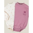 thumbnail image 4 of Little Star Organic Baby Girl 2Pk Sweatshirt Rompers, Size Newborn-12M, 4 of 14