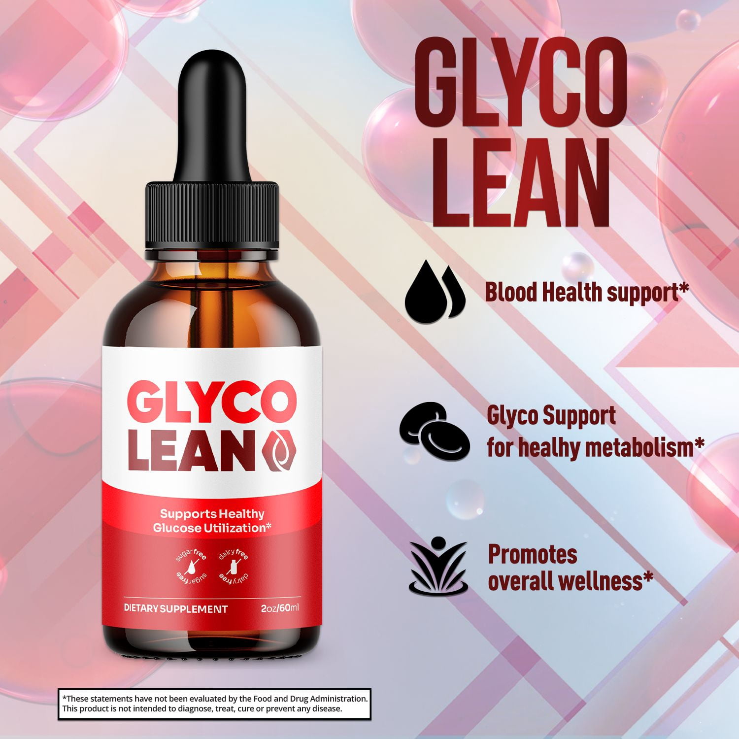 Glyco Lean Advanced Formula Drops Natural Support Supplement GlycoLean 150 Servings