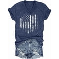 thumbnail image 2 of Women's V-Neck Patriotic USA Flag womens graphic t shirts(V4-Blue,L), 2 of 2