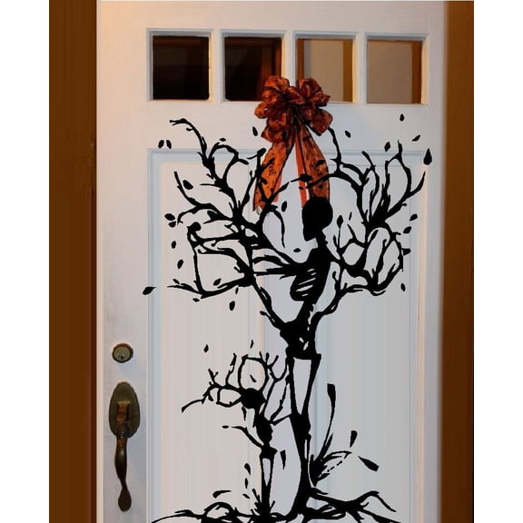 Decal ~  Skeleton Tree, Mom and Kid ~ Halloween Decal  20" x 30" THESE ARE NOT WINDOW CLINGS