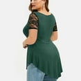 thumbnail image 3 of 2025 Clearance under $5 asdoklhq Womens Plus Size Tops Clearance,Plus Size Women Solid Floral Lace Round Neck Asymmetric Three Quarter Tops Blouse, 3 of 6