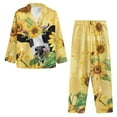 thumbnail image 3 of Renewold 2 PCS Stretchy Home Wear Button Pajama for Women Sunflowers Cow Scoop Neck Shirt & Pants Set Snug-Fit Loungewear Pjs Sleepwear Durable Outfits Tops Size S, 3 of 6