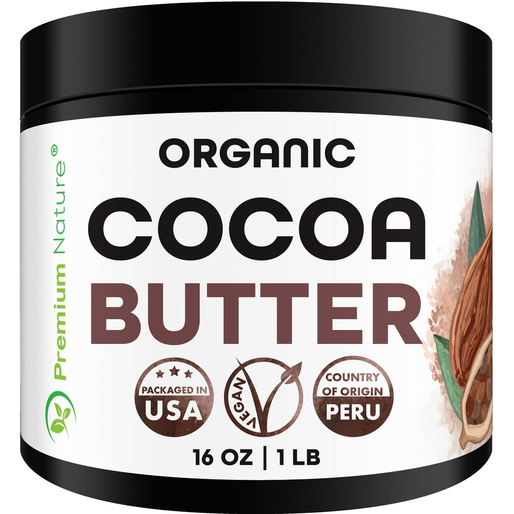Organic Pure Raw Cocoa Butter 16 oz Unrefined Natural Vegan Cacao Bar Anti Aging Body Lotion