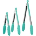 thumbnail image 1 of 600°F Heat Resistant Kitchen Tongs: U-Taste 7/9/12 inch Silicone Cooking Tong Set with Non Stick Rubber Tips and Silicon Coated 18/8 Stainless Steel Handle for Serving Grilling Salad(Aqua Sky), 1 of 8
