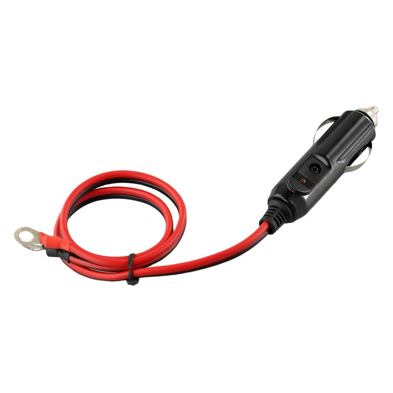 0.5M 1.6FT 12V Heavy Duty15A Male Plug Cigarette Lighter Adapter Power  Supply Cord Charger with Green LED Light for Car Inverter,Air Pump,  Electric Cup (1.6ft),1x Wire Plug