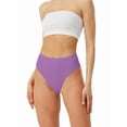thumbnail image 3 of Women'S Large Size Cotton Half-Cover Hip High Waist Solid Color High Slit Briefs Purple XL, 3 of 9