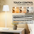 thumbnail image 2 of OUTON 2 Pack Cordless Table Lamps, 3 Colors Stepless Dimming, Rechargeable LED Desk Lamp with Touch Controls for Restaurant/Bedroom/Bars/Outdoor (White), 2 of 7