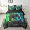 thumbnail image 2 of Erosebridal Teen Gamepads Bedding Sets King Size,Blue Green Bed in a Bag King size,Geometric Buffalo Bedding King Size,Breathable Gradient Bedroom Decorative,Reversible,7-Piece, 2 of 6