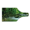 thumbnail image 2 of Rainforest Cutting Board, Mountain Stream in a Tropical Rain Forest Foliage Countryside Wilderness Scene, Tempered Glass Cutting and Serving Board, Wine Bottle Shape, Green Brown, by Ambesonne, 2 of 5
