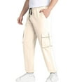 thumbnail image 2 of GuangCheng George Men Lightweight Cargo Jogger Pants Elastic Waist Drawstring Multiple Pockets Loose Fit Comfortable Casual Trousers,Size:S, 2 of 6